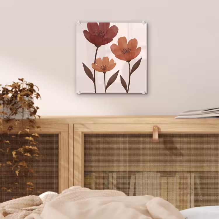 Bloemen - Abstract - Modern - Bruin - Decoratief plexiglas 5mm klein -sfeer4