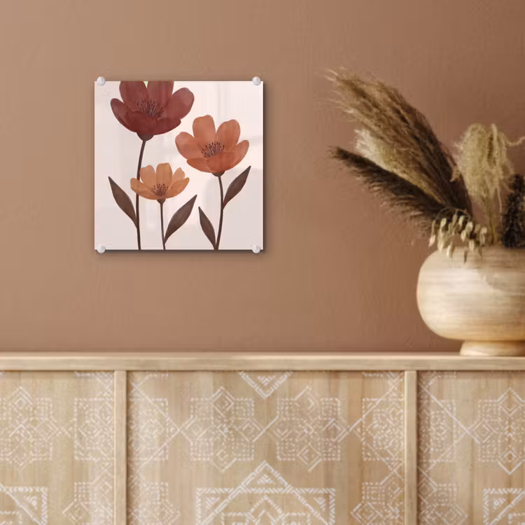 Bloemen - Abstract - Modern - Bruin - Decoratief plexiglas 5mm klein -sfeer5
