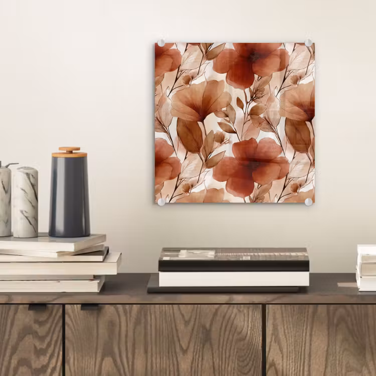 Bloemen - Aquarel - Botanisch - Terracotta plexiglas 5mm klein 11 -sfeer1