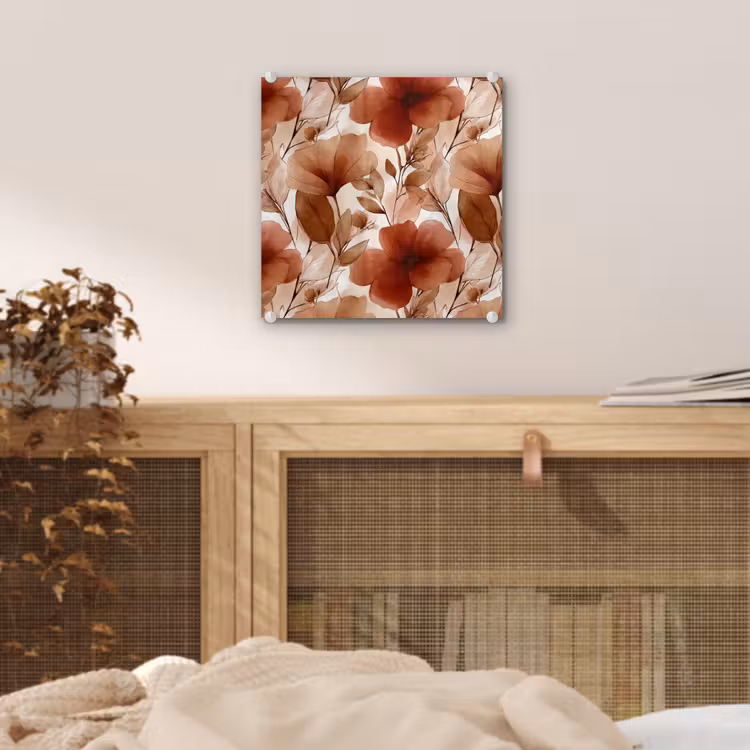Bloemen - Aquarel - Botanisch - Terracotta plexiglas 5mm klein 11 -sfeer4