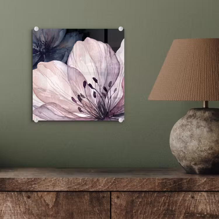 Bloemen - Aquarel - Modern - Roze - Donker plexiglas 5mm klein -sfeer3