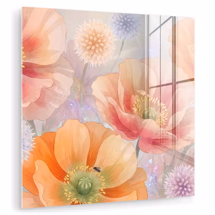 Bloemen - Aquarel - Natuur - Modern - Kleurrijk plexiglas 5mm klein -zzzproduct_nieuw