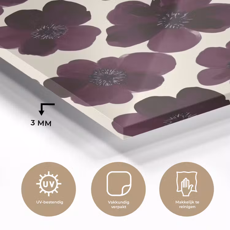 Bloemen - Aquarel - Paars plexiglas 5mm klein 11 -sfeer2