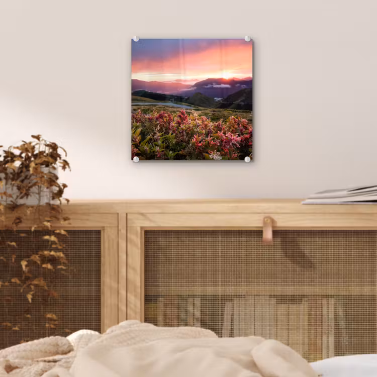 Bloemen - Bergen - Landschap - Nacht - Lucht - Roze plexiglas 5mm klein -sfeer4