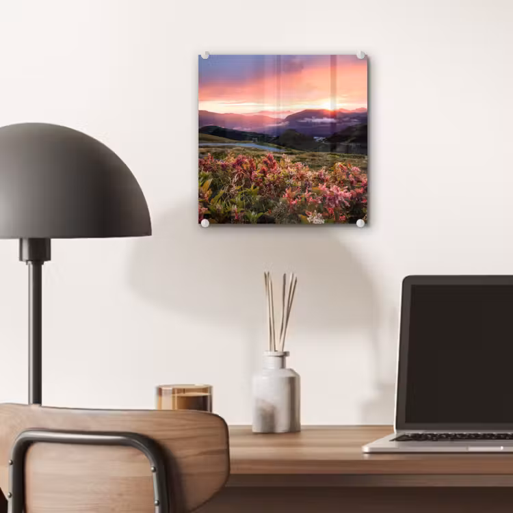 Bloemen - Bergen - Landschap - Nacht - Lucht - Roze plexiglas 5mm klein -sfeer6