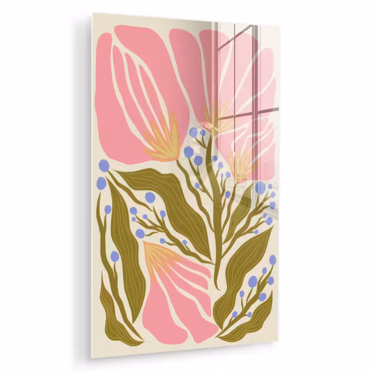 Bloemen - Bladeren - Abstract - Roze plexiglas 5mm klein -zzzproduct_nieuw