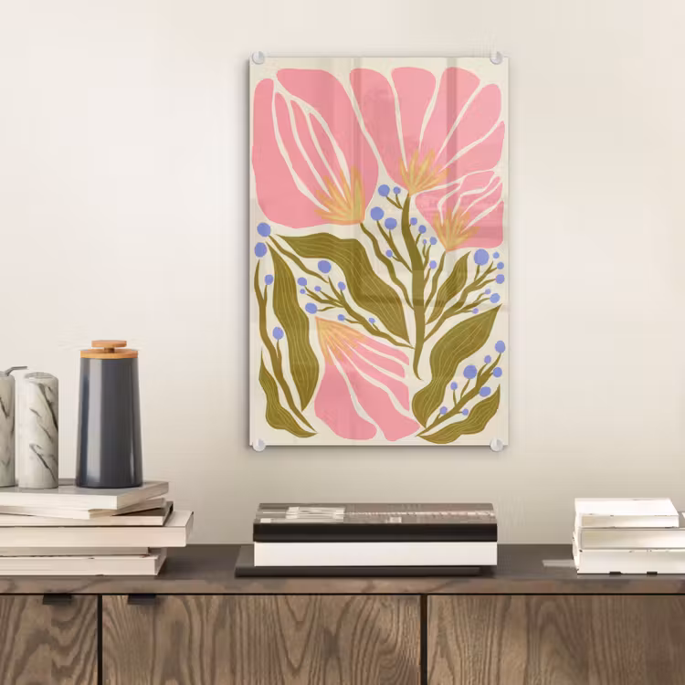 Bloemen - Bladeren - Abstract - Roze plexiglas 5mm klein -sfeer1