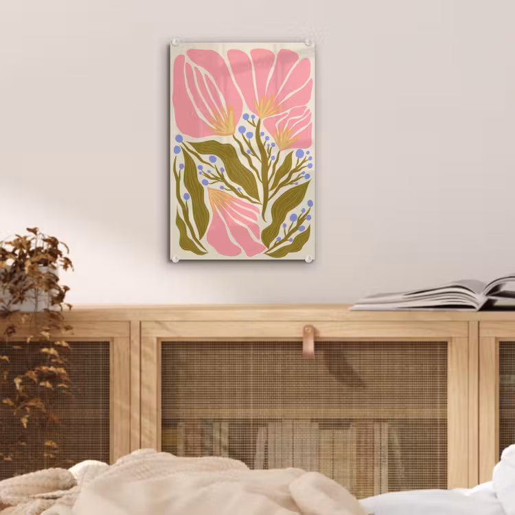 Bloemen - Bladeren - Abstract - Roze plexiglas 5mm klein -sfeer4