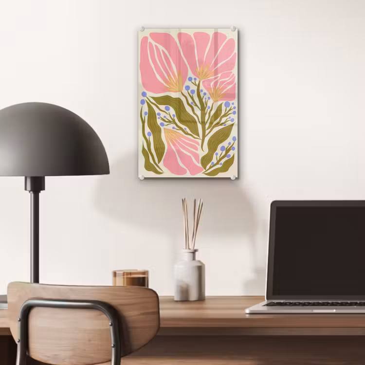 Bloemen - Bladeren - Abstract - Roze plexiglas 5mm klein -sfeer6