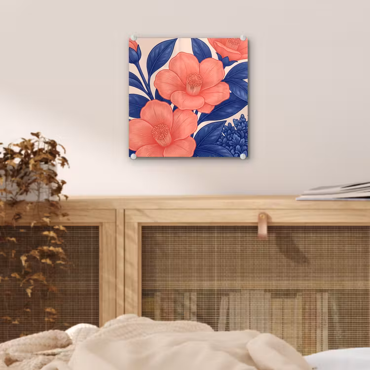 Glas schilderij - Bloemen - Bladeren - Botanisch - Bloemen - Bladeren - Botanisch plexiglas 5mm klein