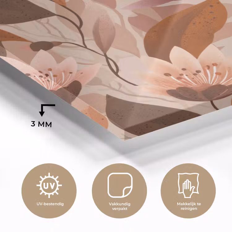 Bloemen - Bladeren - Bruin plexiglas 5mm klein 11 -sfeer2