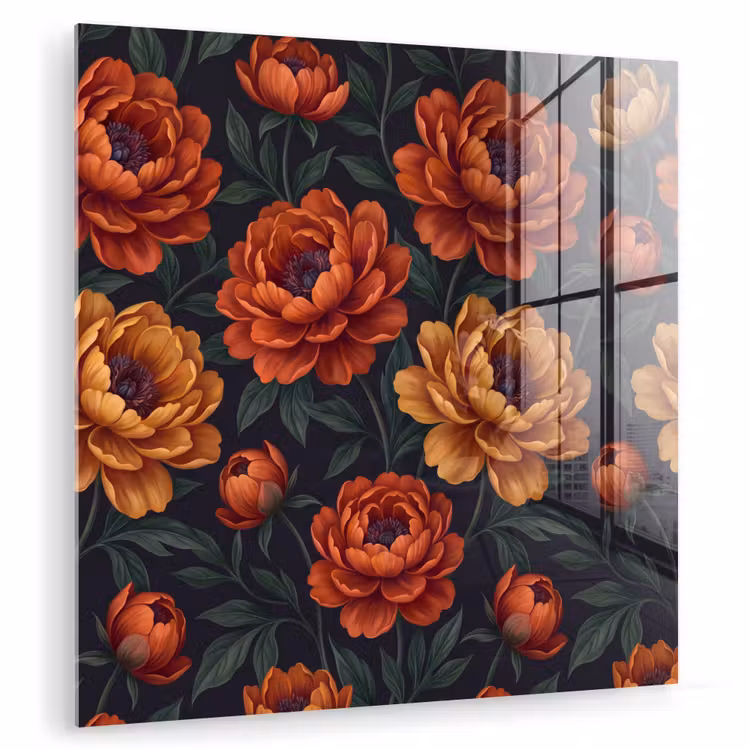 Bloemen - Bladeren - Natuur - Modern - Oranje plexiglas 5mm klein -zzzproduct_nieuw