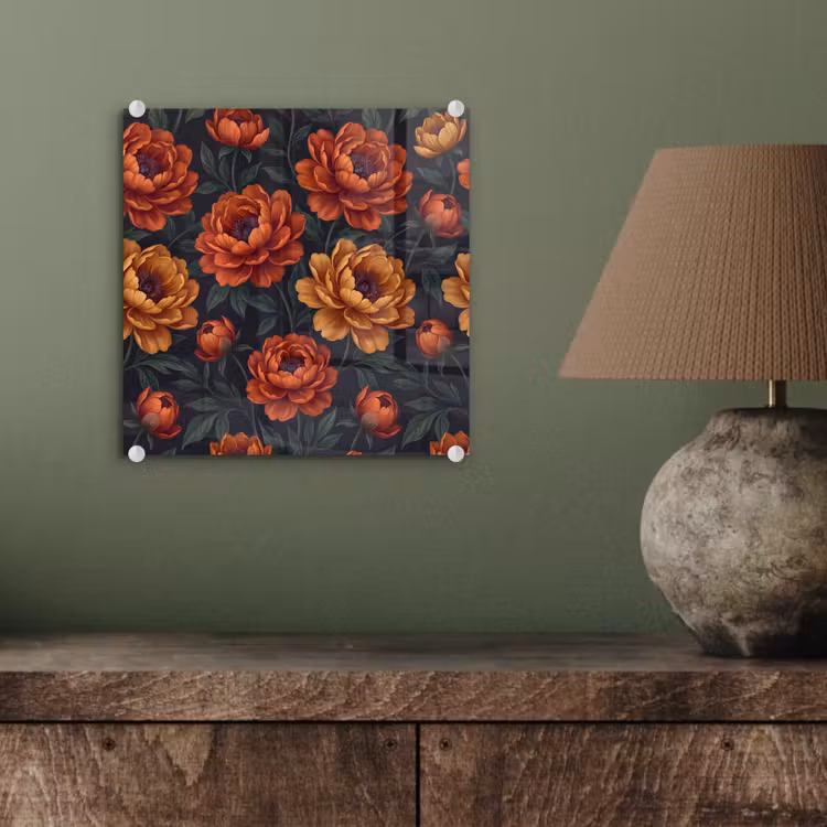 Bloemen - Bladeren - Natuur - Modern - Oranje plexiglas 5mm klein -sfeer3