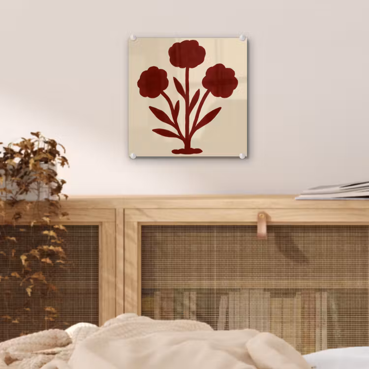Bloemen - Bladeren - Rood - Minimalistisch plexiglas 5mm klein -sfeer4
