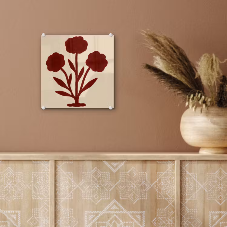 Bloemen - Bladeren - Rood - Minimalistisch plexiglas 5mm klein -sfeer5