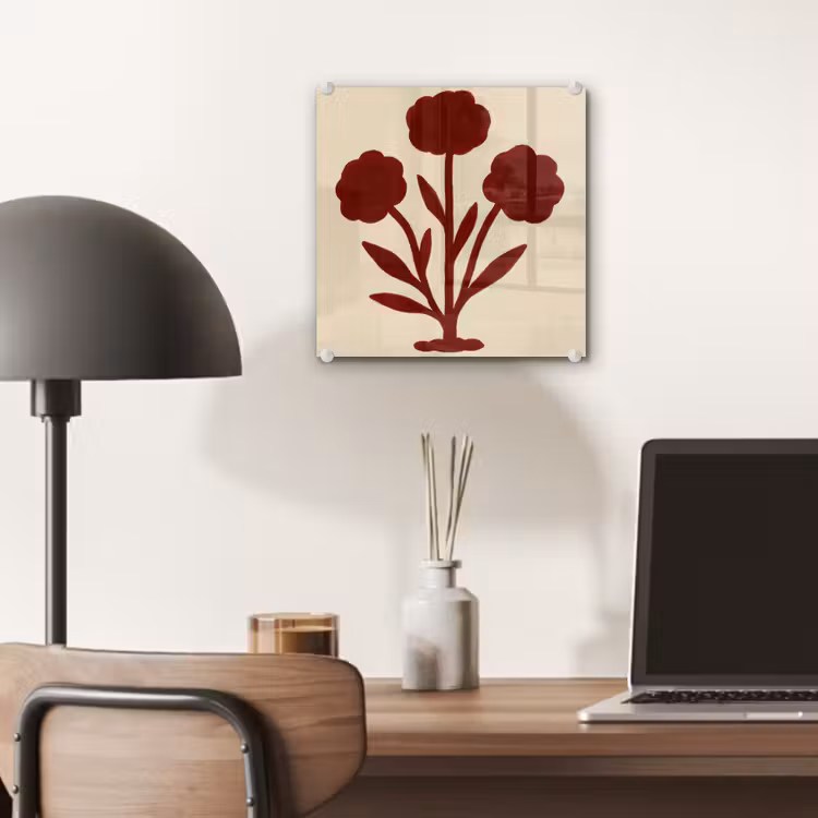 Bloemen - Bladeren - Rood - Minimalistisch plexiglas 5mm klein -sfeer6