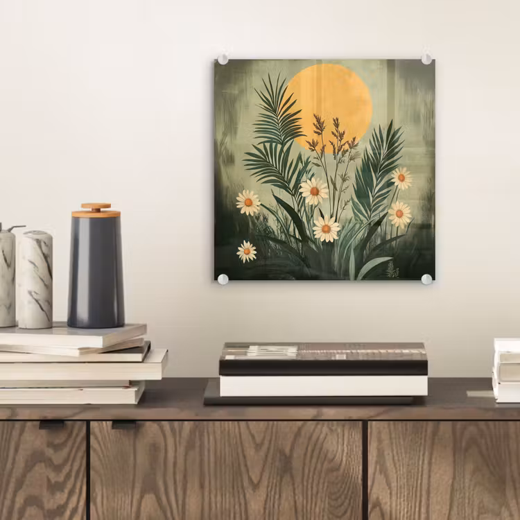 Bloemen - Bladeren - Zon - Groen plexiglas 5mm klein -sfeer1