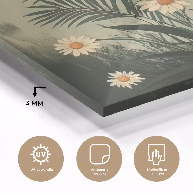 Bloemen - Bladeren - Zon - Groen plexiglas 5mm klein -sfeer2