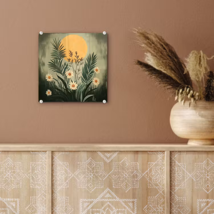 Bloemen - Bladeren - Zon - Groen plexiglas 5mm klein -sfeer5