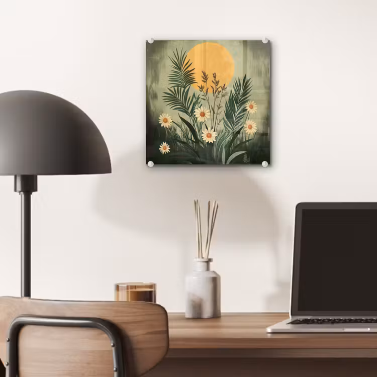 Bloemen - Bladeren - Zon - Groen plexiglas 5mm klein -sfeer6