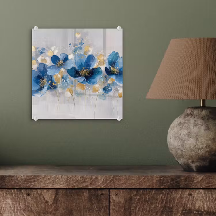 Bloemen - Blauw - Abstract plexiglas 5mm klein -sfeer3