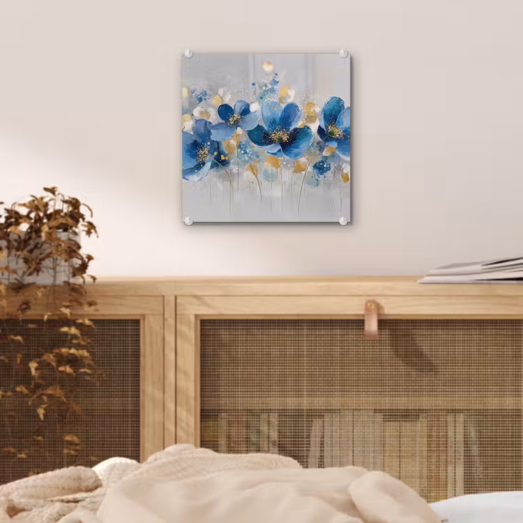 Bloemen - Blauw - Abstract plexiglas 5mm klein -sfeer4