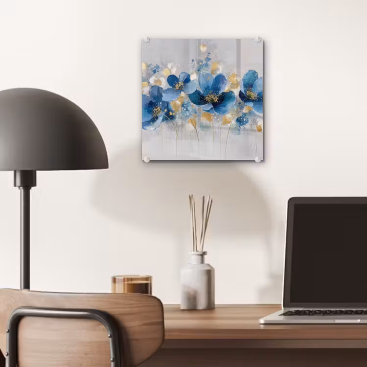 Bloemen - Blauw - Abstract plexiglas 5mm klein -sfeer6