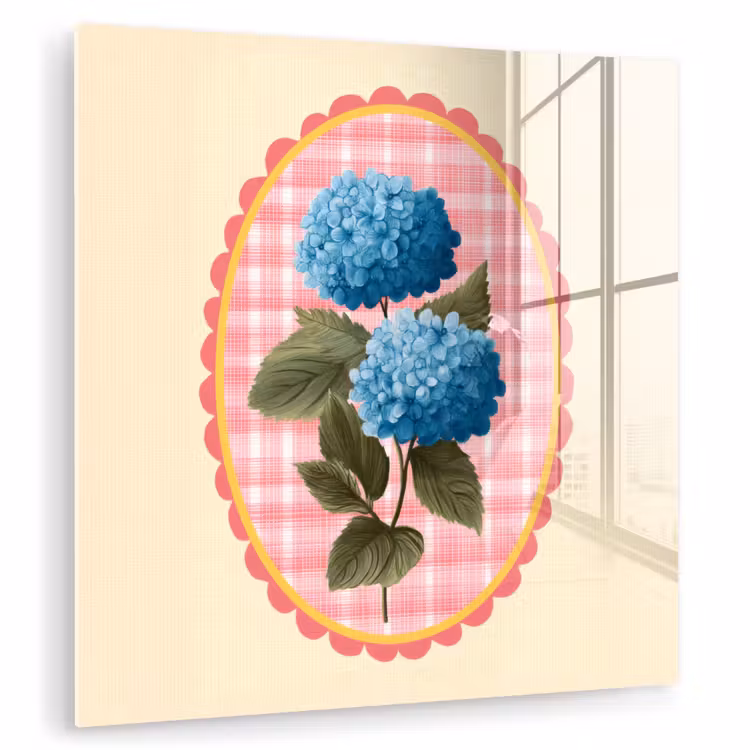 Bloemen - Blauw - Lijst - Bladeren plexiglas 5mm klein -zzzproduct_nieuw