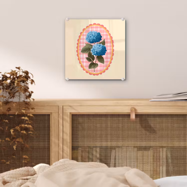 Bloemen - Blauw - Lijst - Bladeren plexiglas 5mm klein -sfeer4