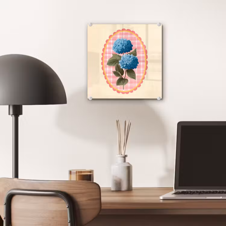 Bloemen - Blauw - Lijst - Bladeren plexiglas 5mm klein -sfeer6