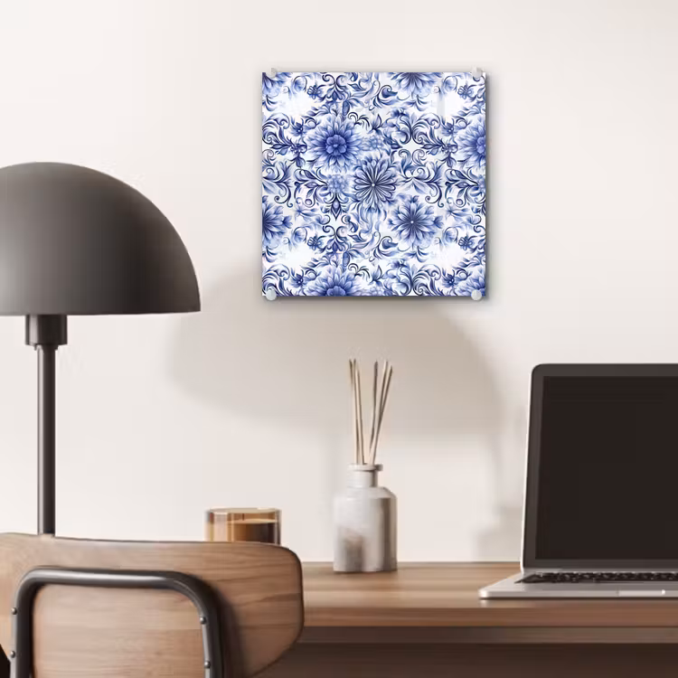 Bloemen - Blauw - Patroon - Wit plexiglas 5mm klein 11 -sfeer6