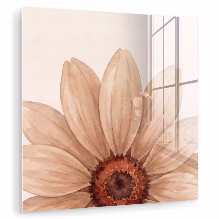 Bloemen - Bloemblad - Natuur - Aquarel - Beige plexiglas 5mm klein -zzzproduct_nieuw
