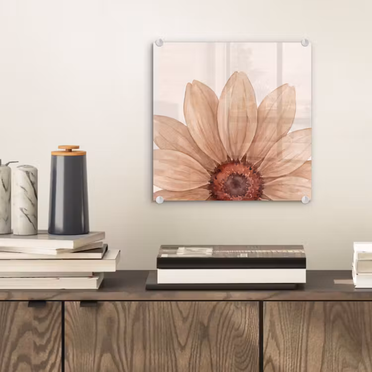 Bloemen - Bloemblad - Natuur - Aquarel - Beige plexiglas 5mm klein -sfeer1