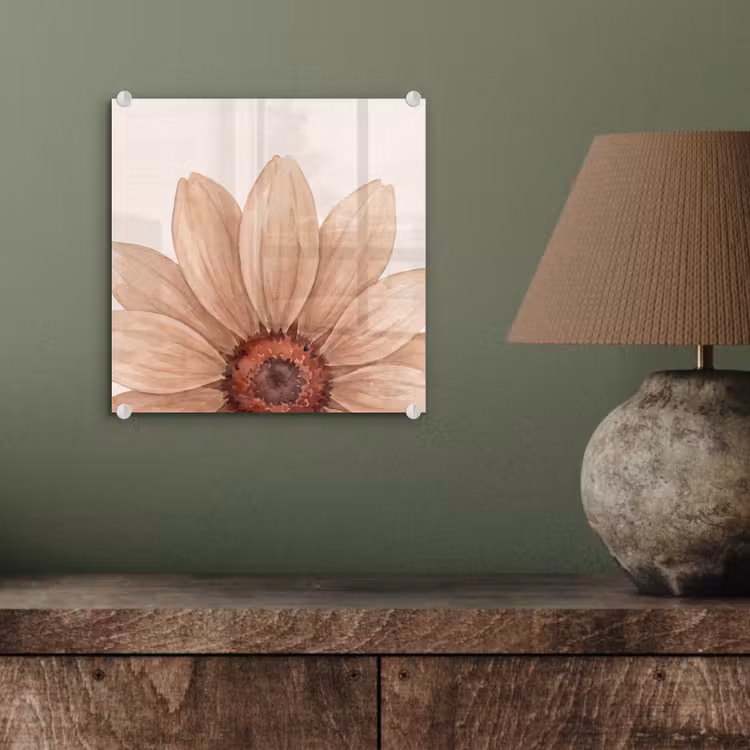 Bloemen - Bloemblad - Natuur - Aquarel - Beige plexiglas 5mm klein -sfeer3