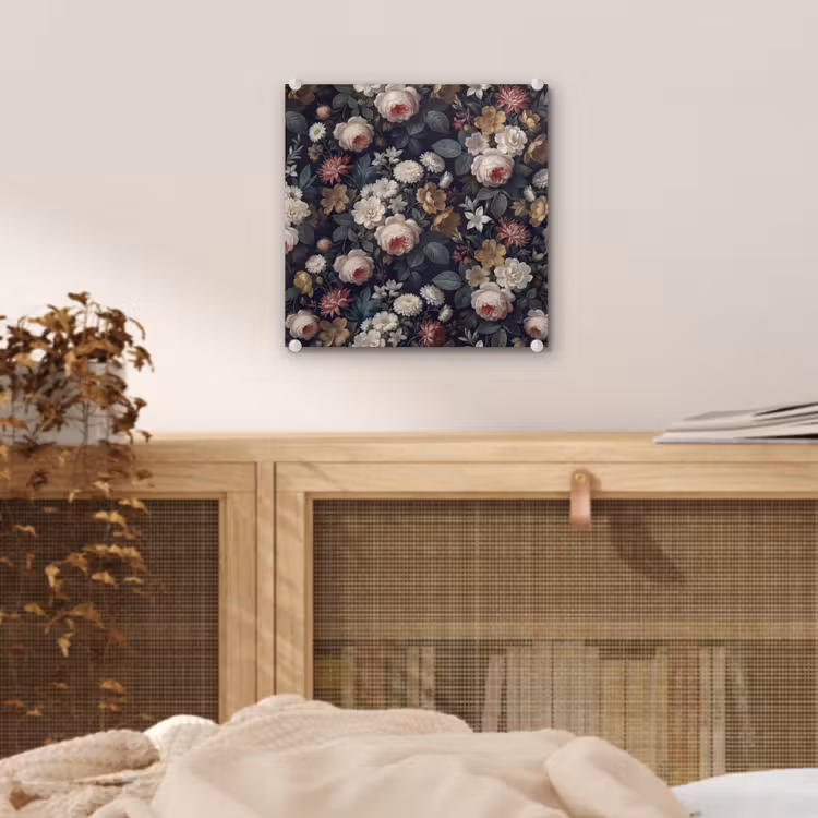 Bloemen - Boeket - Botanisch - Vintage - Donkere achtergrond plexiglas 5mm klein -sfeer4