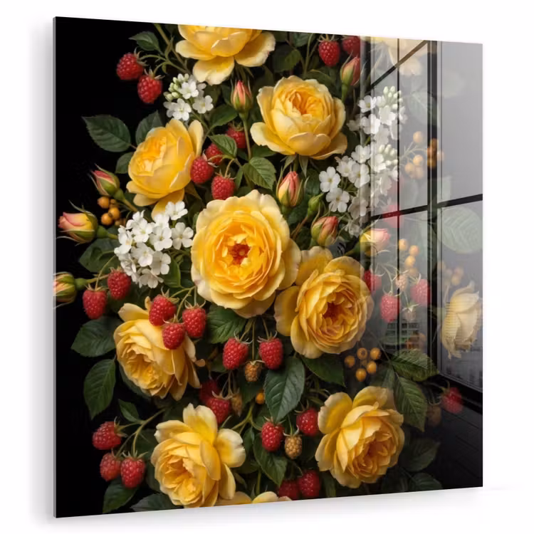 Bloemen - Boeket - Natuur - Klassiek - Geel plexiglas 5mm klein -zzzproduct_nieuw