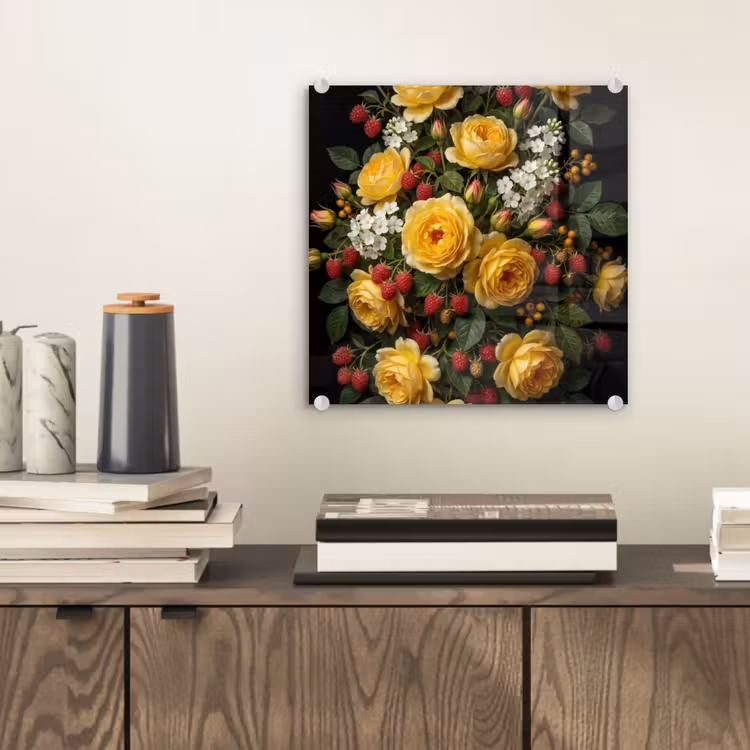 Bloemen - Boeket - Natuur - Klassiek - Geel plexiglas 5mm klein -sfeer1