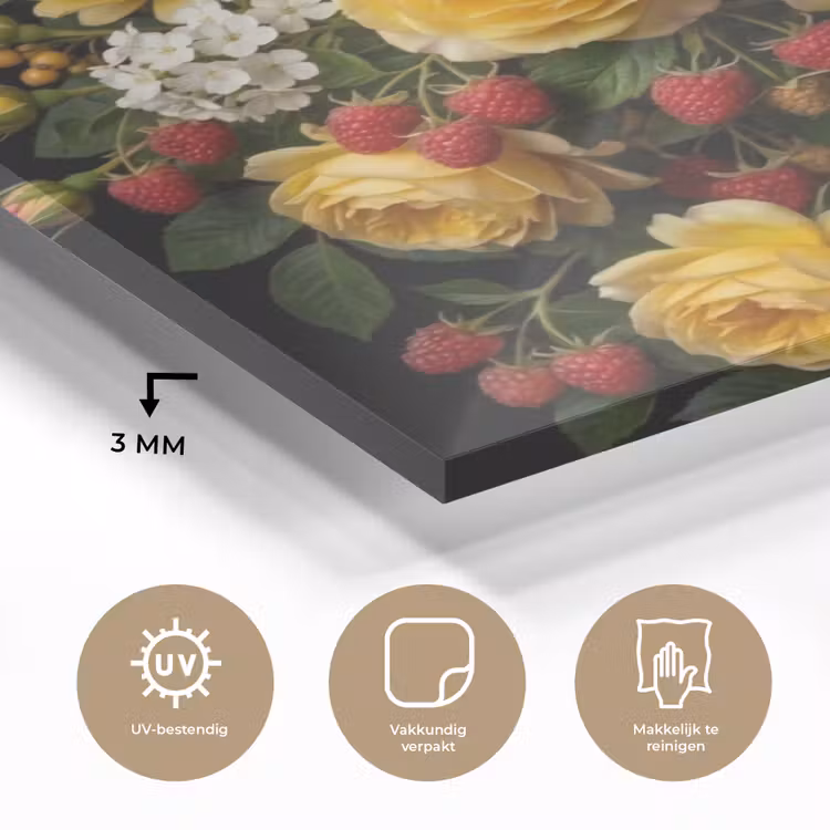 Bloemen - Boeket - Natuur - Klassiek - Geel plexiglas 5mm klein -sfeer2