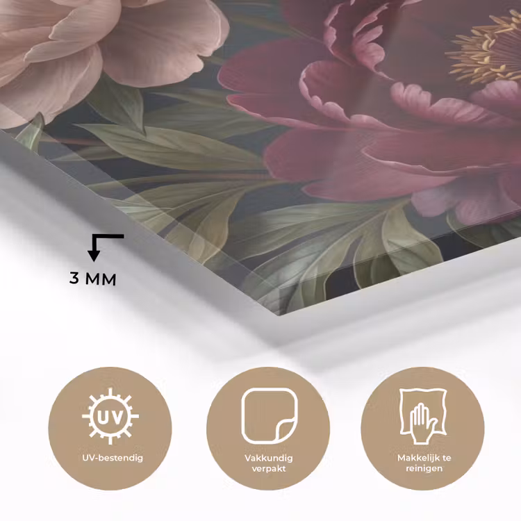 Bloemen - Boeket - Natuur - Modern - Donker plexiglas 5mm klein -sfeer2
