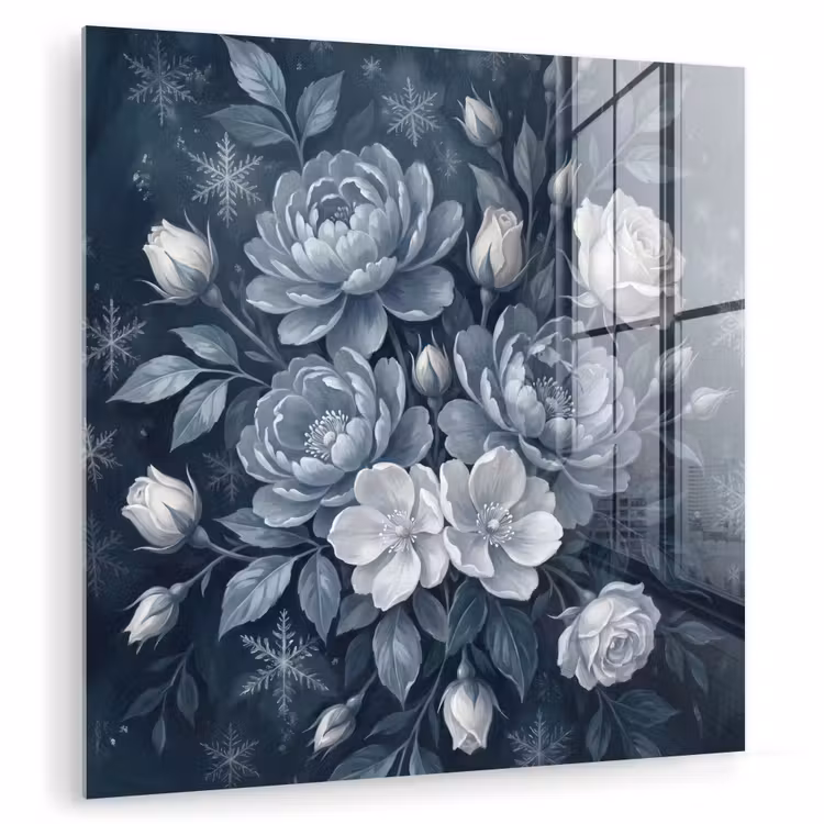 Bloemen - Boeket - Winter - Abstract - Blauw plexiglas 5mm klein -zzzproduct_nieuw