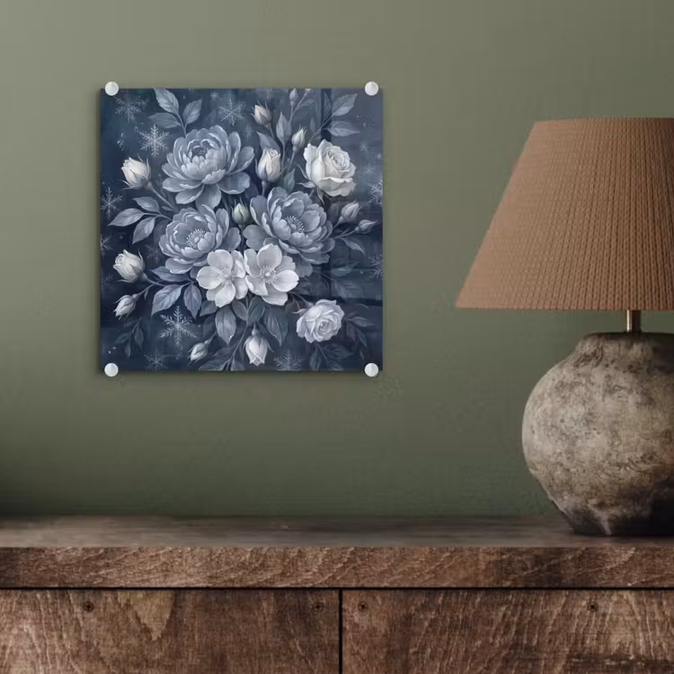 Bloemen - Boeket - Winter - Abstract - Blauw plexiglas 5mm klein -sfeer3