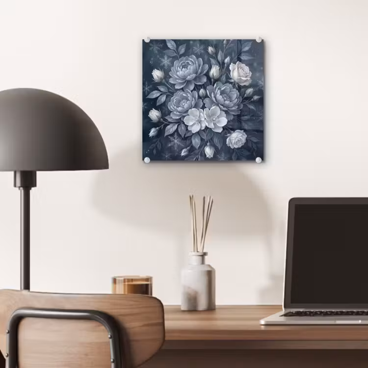 Bloemen - Boeket - Winter - Abstract - Blauw plexiglas 5mm klein -sfeer6