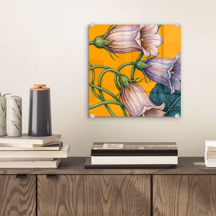 Glas schilderij - Bloemen - Botanisch - Geel - Bloemen - Botanisch - Geel plexiglas 5mm klein