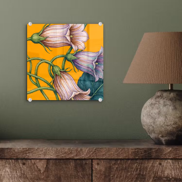 Glas schilderij - Bloemen - Botanisch - Geel - Bloemen - Botanisch - Geel plexiglas 5mm klein