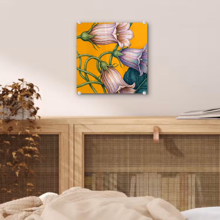 Glas schilderij - Bloemen - Botanisch - Geel - Bloemen - Botanisch - Geel plexiglas 5mm klein