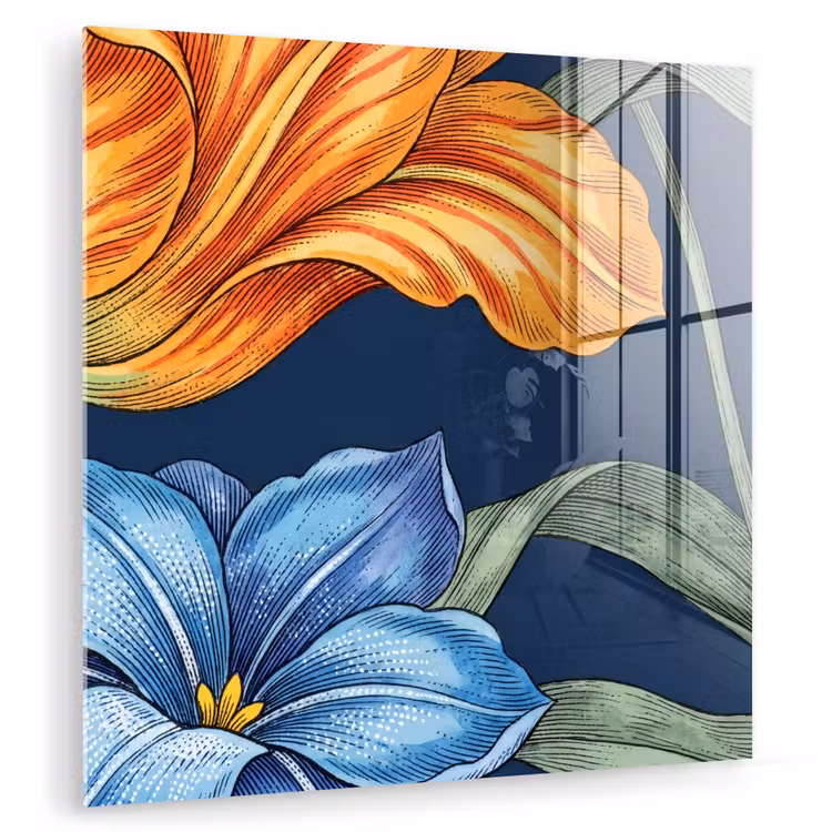 Glas schilderij - Bloemen - Botanisch - Patroon - Bloemen - Botanisch - Patroon plexiglas 5mm klein