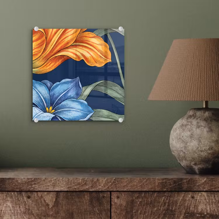 Glas schilderij - Bloemen - Botanisch - Patroon - Bloemen - Botanisch - Patroon plexiglas 5mm klein