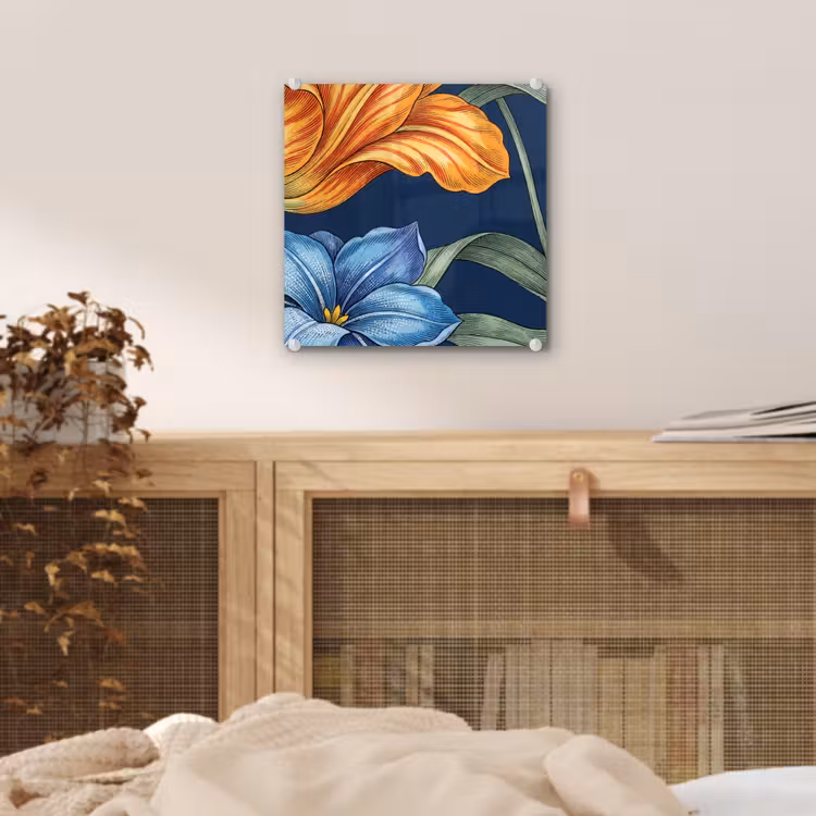 Glas schilderij - Bloemen - Botanisch - Patroon - Bloemen - Botanisch - Patroon plexiglas 5mm klein