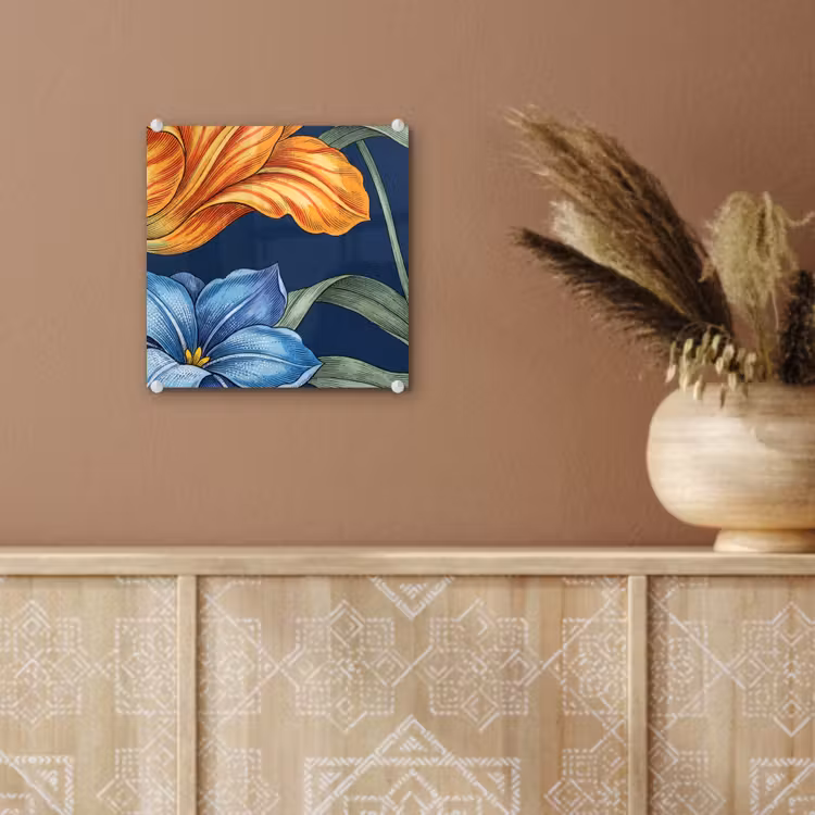Glas schilderij - Bloemen - Botanisch - Patroon - Bloemen - Botanisch - Patroon plexiglas 5mm klein