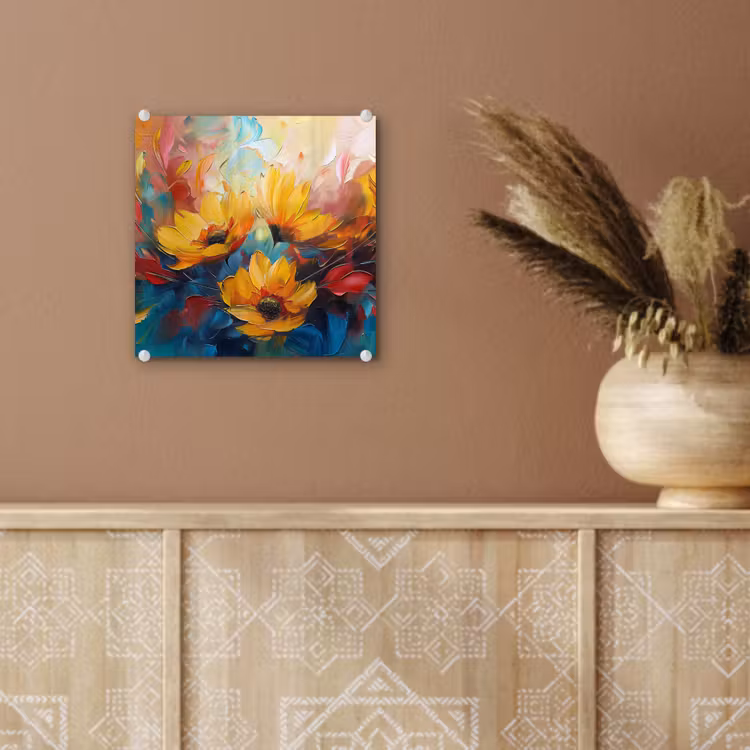 Bloemen - Dahlia - Kunst - Oranje - Watercolor plexiglas 5mm klein -sfeer5